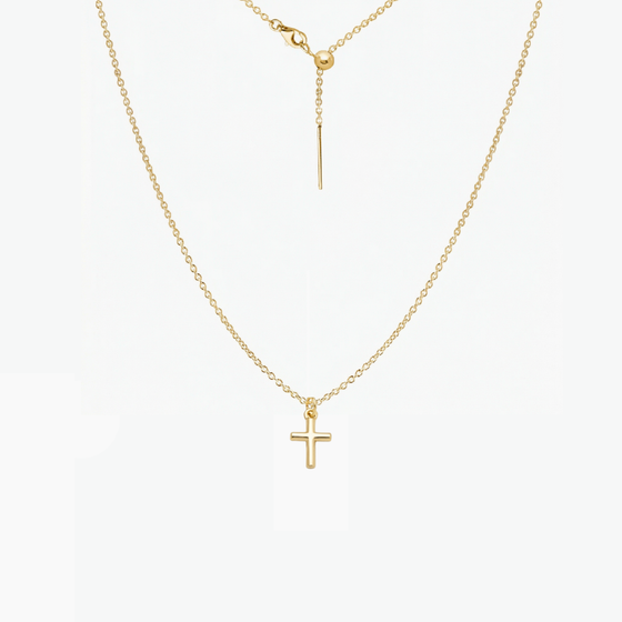 Dainty Cross Adjustable Necklace (Gold)