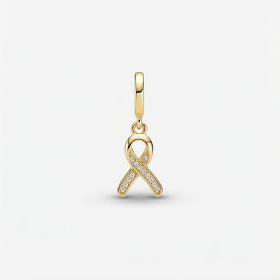CZ Cancer Ribbon Charm (Gold)