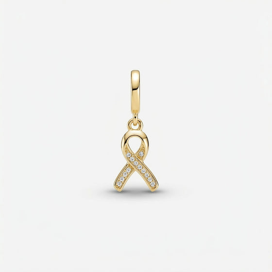 CZ Cancer Ribbon Charm (Gold)