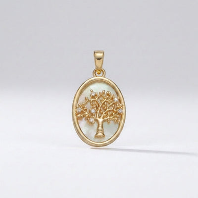 Mother of Pearl Tree of Life Pendant (Gold)