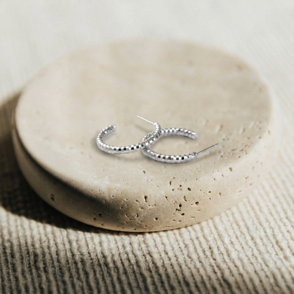 Debbie Diamond-Cut Hoop Earrings (Silver)