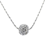 Small Swarovski Crystal Single Ball Necklace (Silver)