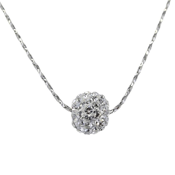 Small Swarovski Crystal Single Ball Necklace (Silver)