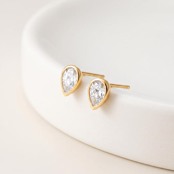Cami Teardrop CZ Stud Earrings (Gold)
