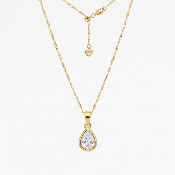 Teardrop CZ Pendant (Gold)