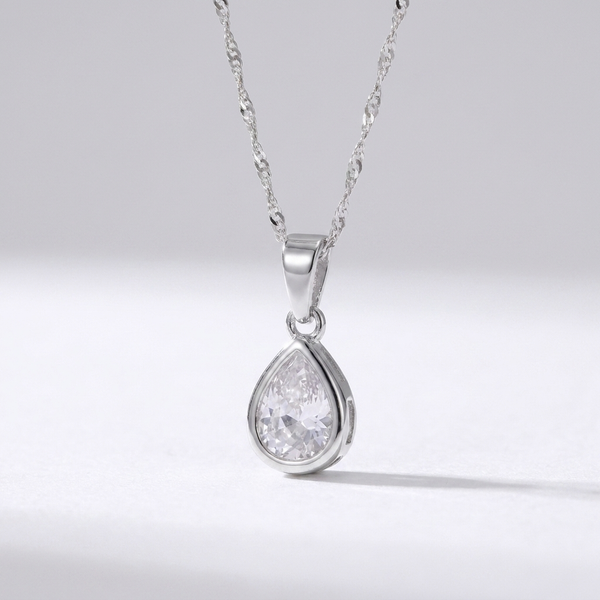 Teardrop CZ Pendant (Silver)