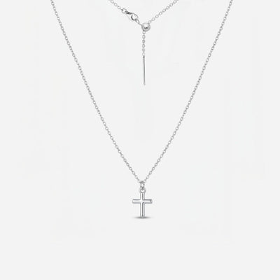 Dainty Cross Adjustable Necklace (Silver)