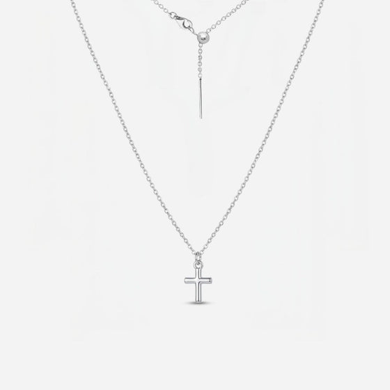 Dainty Cross Adjustable Necklace (Silver)