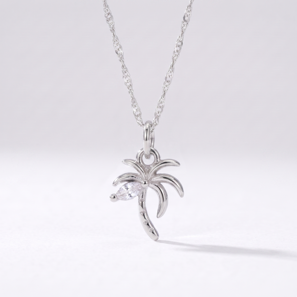 Dainty Palm Tree Charm (Silver)