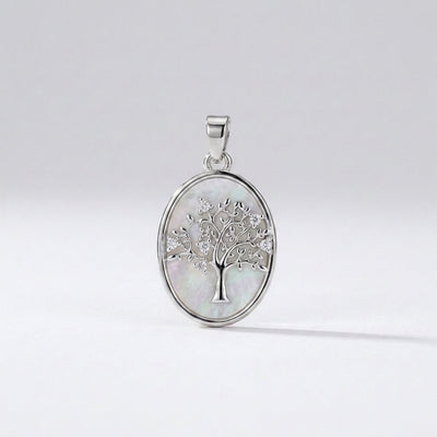 Mother of Pearl Tree of Life Pendant (Silver)