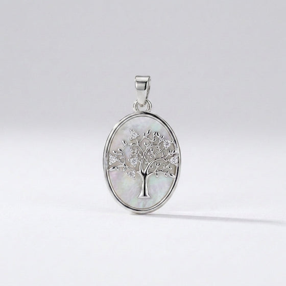 Mother of Pearl Tree of Life Pendant (Silver)