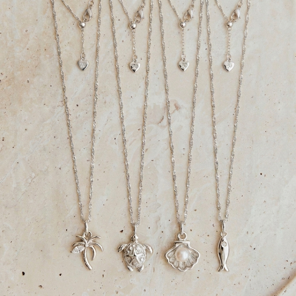 Tiny Seashell Pearl Charm (Silver)