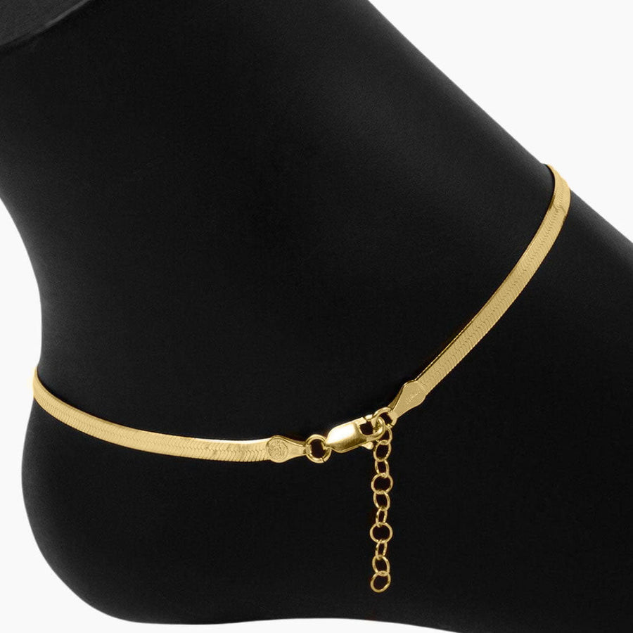 Hera 4mm Herringbone Anklet Gold hera-4mm-herringbone-anklet-gold