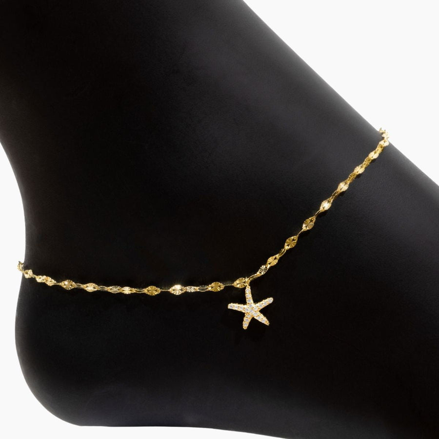 Eros Milano Anklets 9" + 1" Extension Starfish CZ Charm Anklet (Gold)