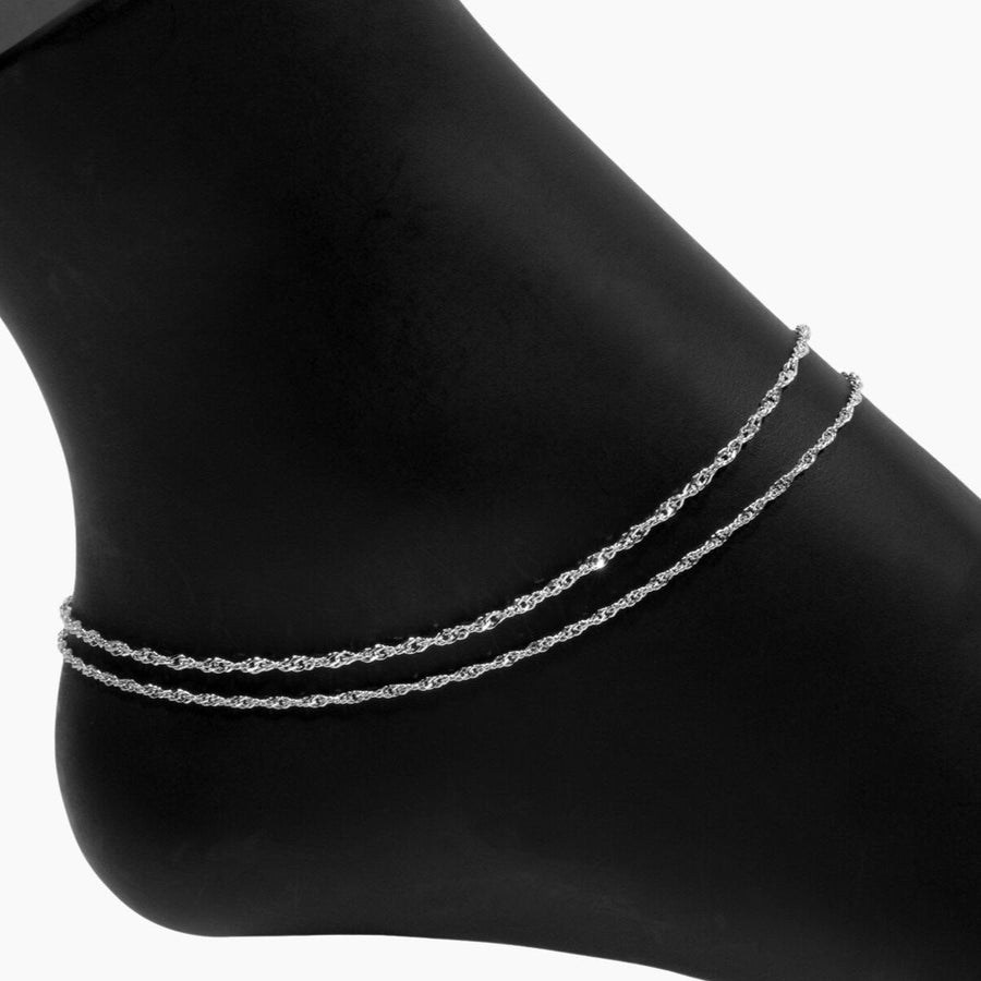 Eros Milano Anklets Silver Double Strand Milano Twist Anklet (Silver)