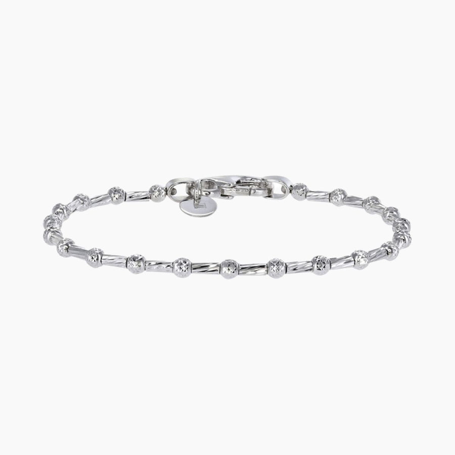 Eros Milano Bracelets 6" / Silver Lunar Small Bead Bracelet in Rhodium Overlay