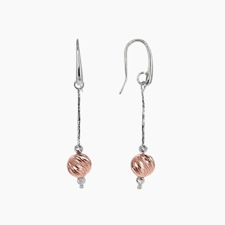 Eros Milano Earrings Rose Gold Sirius Ball Earrings in Rose Gold and Rhodium Overlay