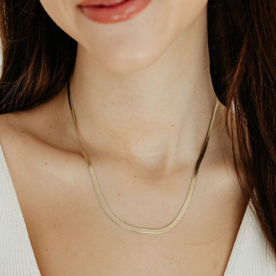 Eros Milano Necklaces Hera 4mm Herringbone Necklace (Gold)
