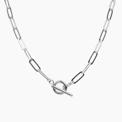 Alessia Paperclip Toggle Necklace (Silver)