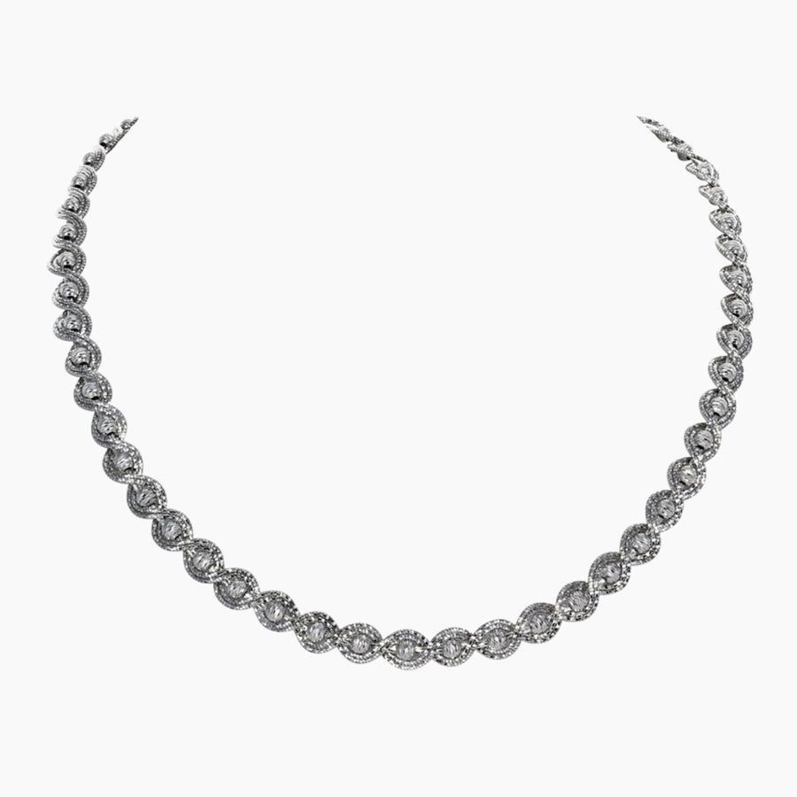 Eros Milano Necklaces Silver Saturn Bead Necklace in Rhodium Overlay
