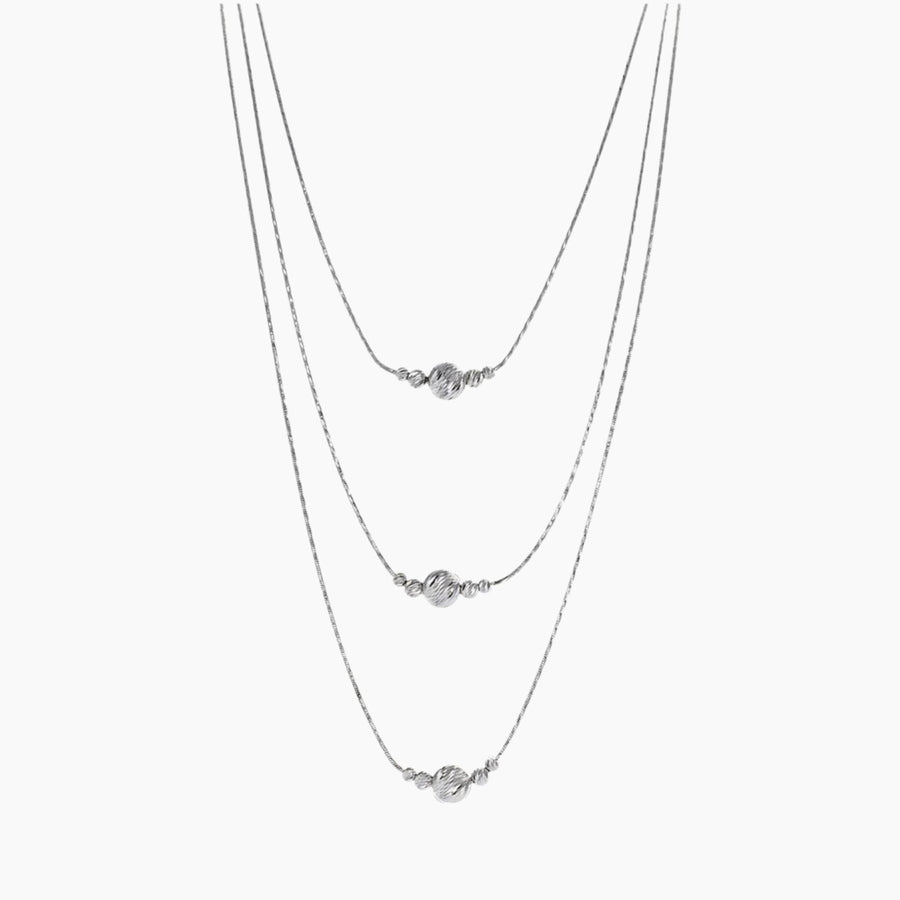 Eros Milano Necklaces Silver Sirius 3-Strand Ball Necklace, Sterling Silver with Rhodium Finish