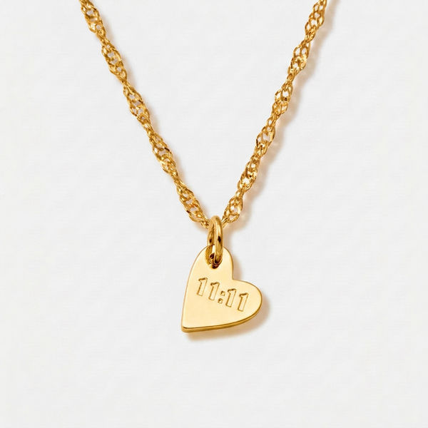 11:11 Angel Number Heart Charm (Gold)