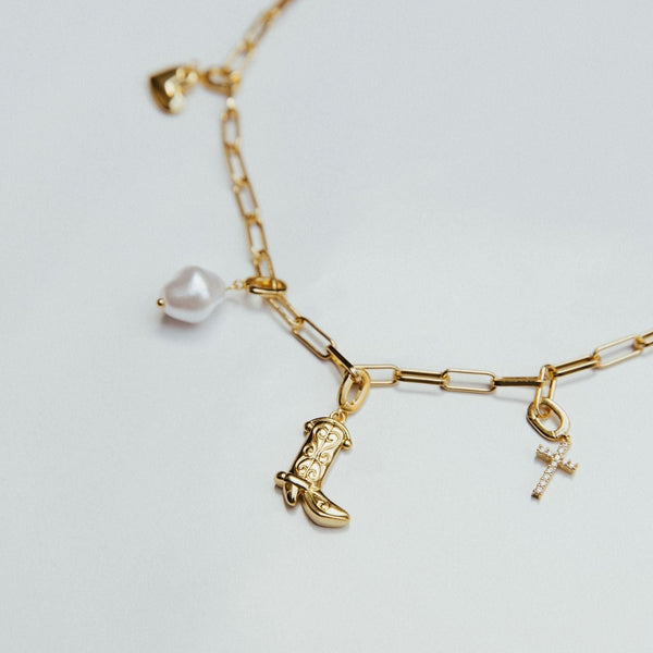 Grace Blooms Charm Cowboy Boot Charm (Gold)