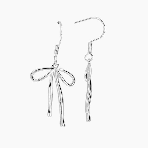 Grace Blooms Earrings Silver Bow Dangle Earrings (Silver)