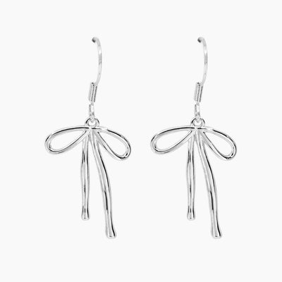 Grace Blooms Earrings Silver Bow Dangle Earrings (Silver)