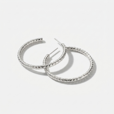 Debbie Diamond-Cut Hoop Earrings (Silver)