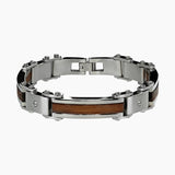 Italgem Steel Bracelets,Men's Stainless Steel Italgem Stainless Steel 3 piece Wood Men's Bracelet