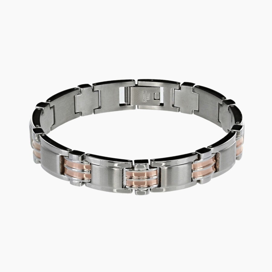 Italgem Steel Bracelets Rose Gold Italgem Stainless Steel and Rose Gold Link Bracelet
