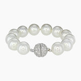 Masami Pearls Bracelets White Masami 7" South Sea Shell Pearl Bracelet with Crystal Clasp (White)