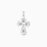 Masami Pearls Pendants Pendant Swirl Cross Pendant Decorated with Crystal & Freshwater Pearl