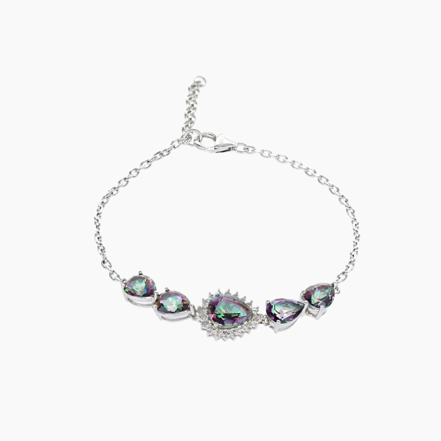 Mystic Bracelets Color / Purplr/Green/Pink Mystic Quartz Teardrop Drop Bracelet in Sterling Silver