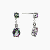 Mystic Earrings Color / Purple / Green / Pink Mystic Quartz Drop Earrings in Sterling Silver with White Topaz Detail