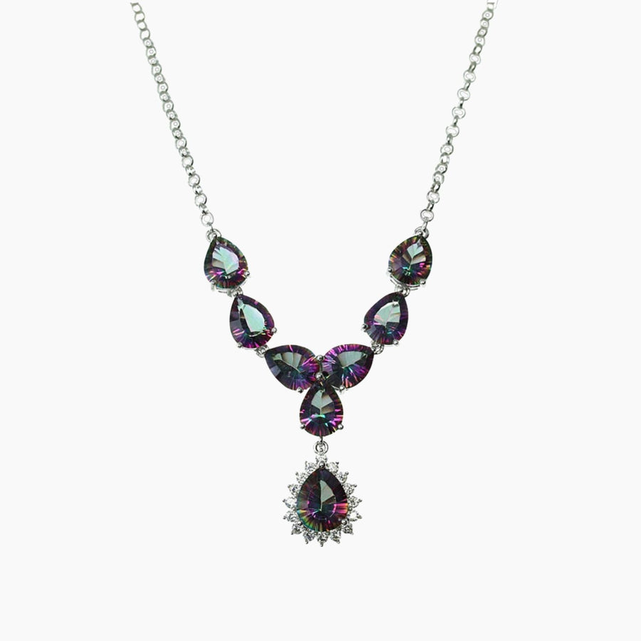 Mystic Necklaces Color / Purple/Green/Pink Mystic Quartz Teardrop Drop Necklace in Sterling Silver