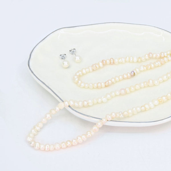 Ocean Collection Necklaces Baroque Freshwater Pearl Necklace in Silver