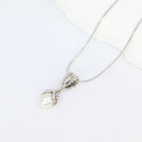 Ocean Collection Necklaces Freshwater Pearl Leaf Drop Necklace in Sterling Silver