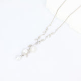 Ocean Collection Necklaces Freshwater Pearl & White Topaz Leaf Necklace
