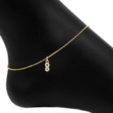 Roma Charm Collection Anklet Gold Roma Infinity CZ Charm Adjustable Anklet