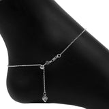 Roma Charm Collection Anklet Roma Heart CZ Charm Adjustable Anklet