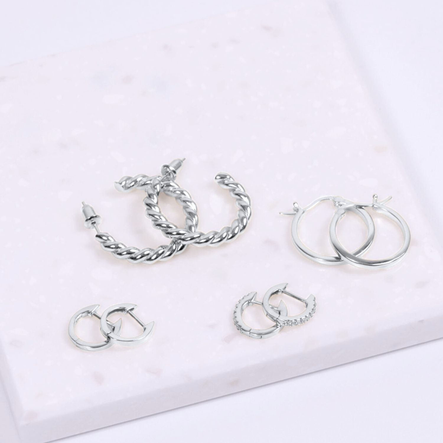 Roma Huggie Hoop Earrings (Silver) Roma Designer Jewelry Roma Designer Jewelry