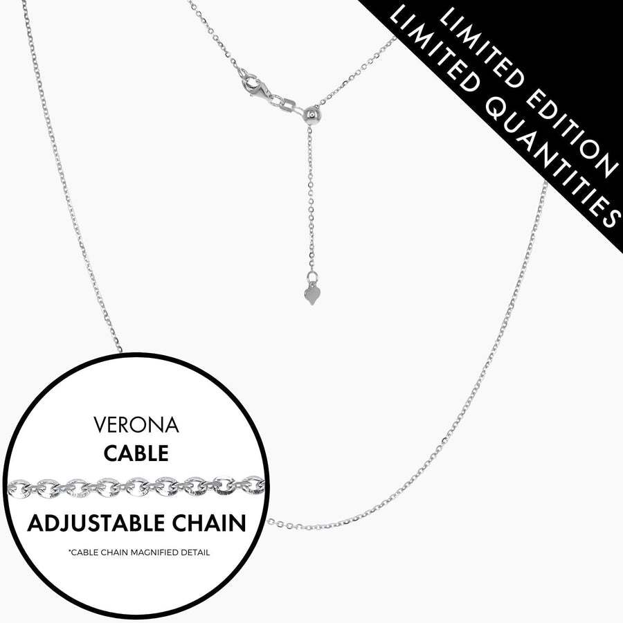Roma Designer Jewelry Necklaces Italian Sterling Silver Verona Cable Adjustable Chain