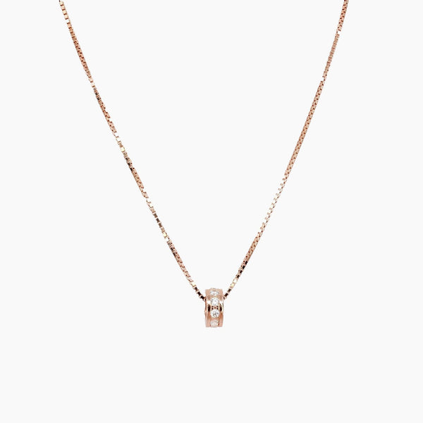 Roma Designer Jewelry Sets 1 CHARM Mother and Child Charm Necklace in Rose Gold