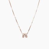Roma Designer Jewelry Sets 2 CHARM Mother and Child Charm Necklace in Rose Gold