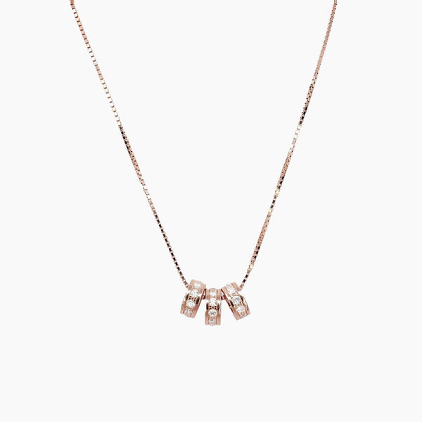 Roma Designer Jewelry Sets 3 CHARM Mother and Child Charm Necklace in Rose Gold