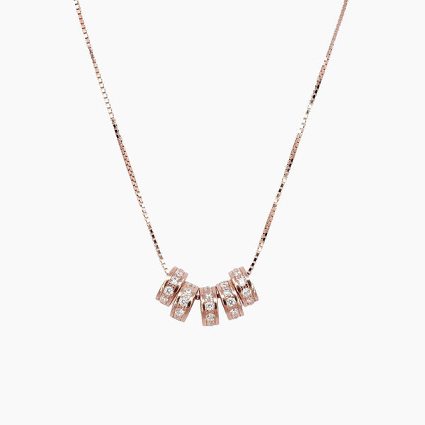 Roma Designer Jewelry Sets 5 CHARM Mother and Child Charm Necklace in Rose Gold