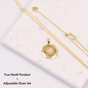 Roma Designer Jewelry Sets Gold True North Pendant + Adjustable Chain Set