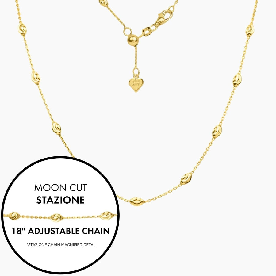 Roma Designer Jewelry Sets Moon Cut Stazione Adjustable Necklace & Anklet Set